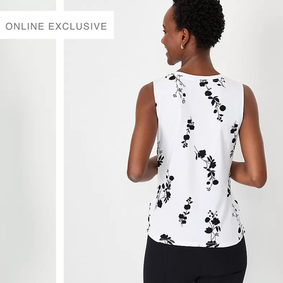 Ann Taylor White and Black Floral Wrap Top - Picture 3 of 9